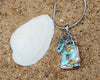 Sea Turtle Family with Larimar, Blue Topaz and Pearl Beach Pendant - Only One Piece Created