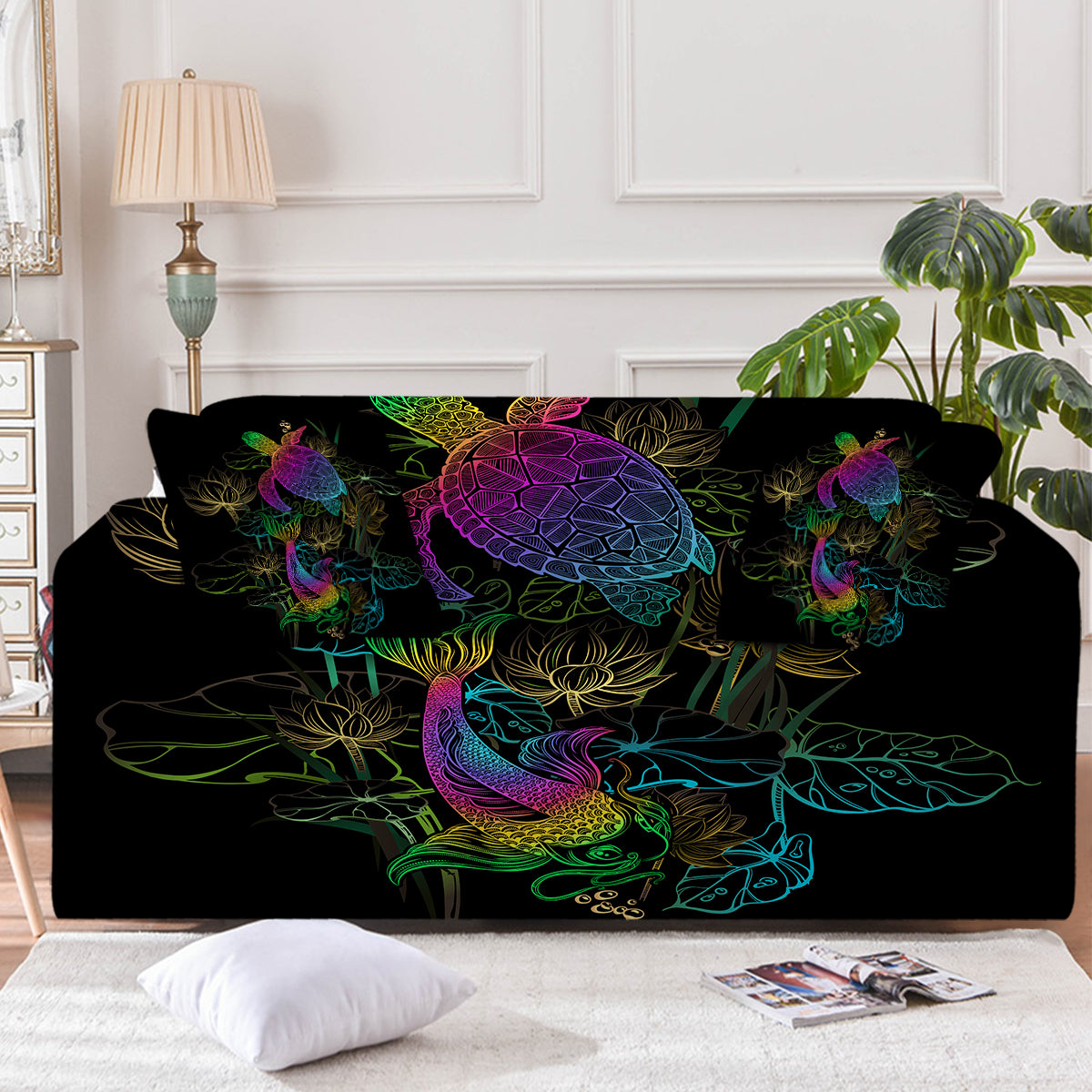 Sea Turtle &amp; Koi Couch Cover