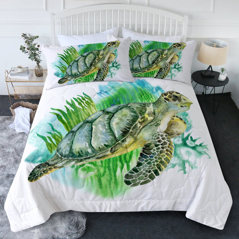 Sea Turtle Greens Comforter Set