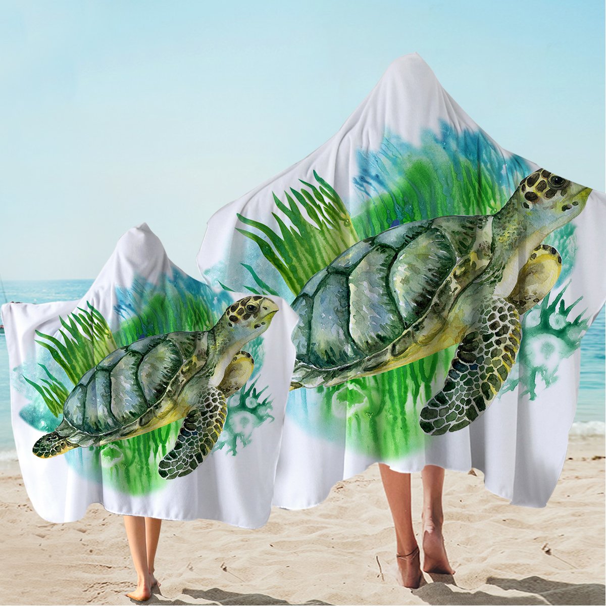 Sea Turtle Greens Hooded Towel