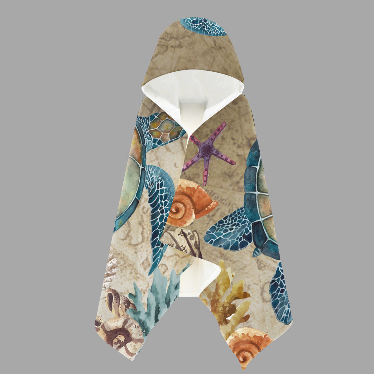 Sea Turtle Island Hooded Beach Towel for Kids