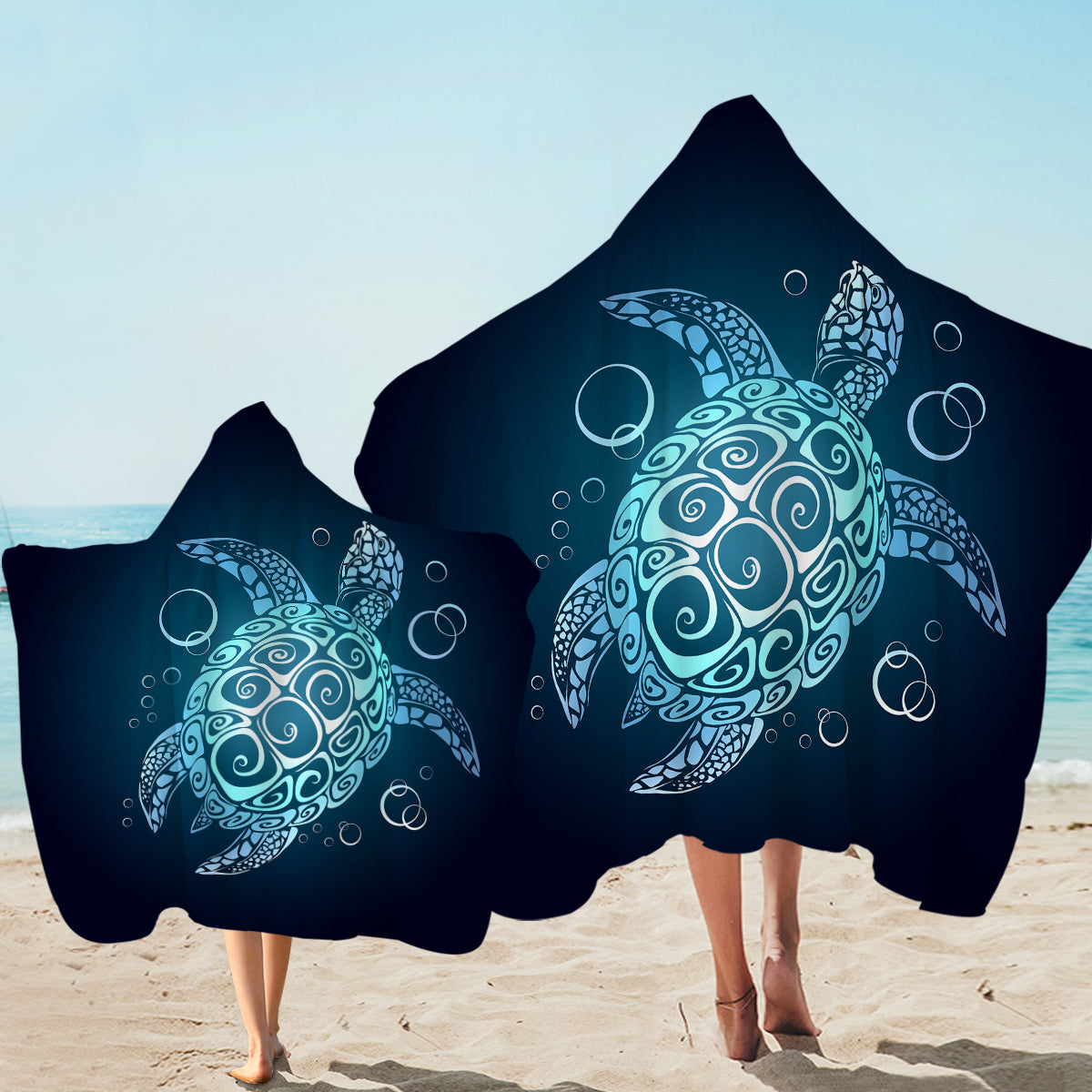 Black Turtle Twist Hooded Towel