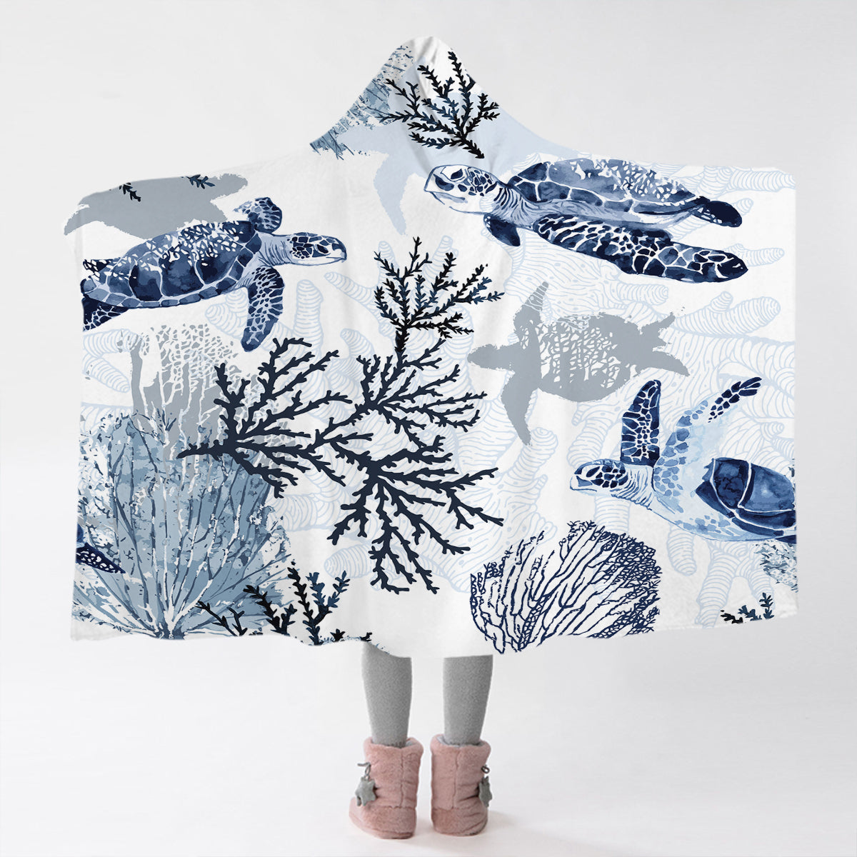 Sea Turtle Wonders Cozy Hooded Blanket