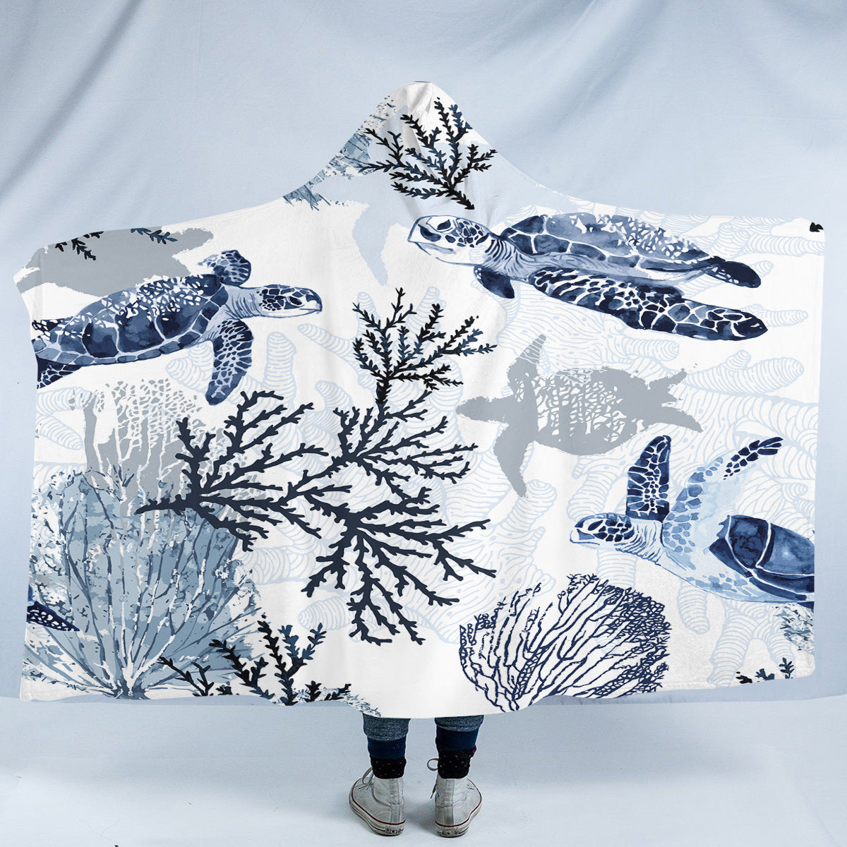 Sea Turtle Wonders Cozy Hooded Blanket