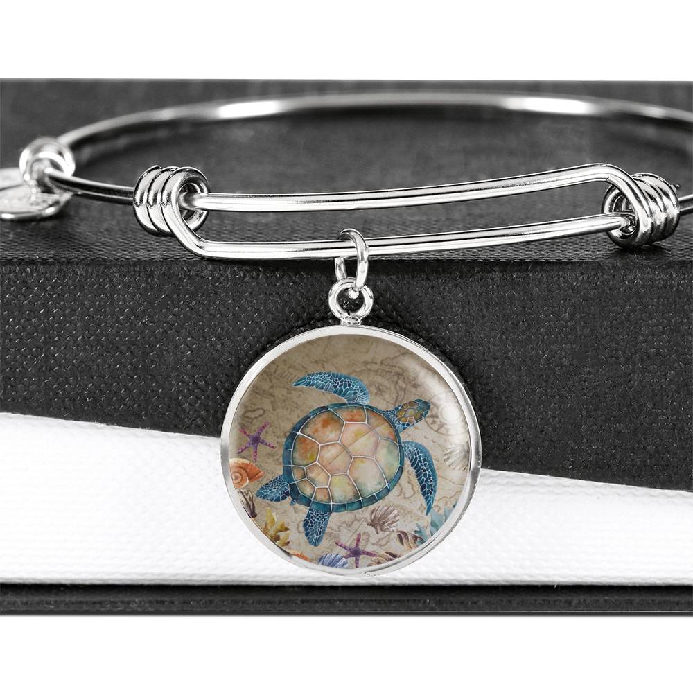 Sea Turtle Island Bangle Bracelet