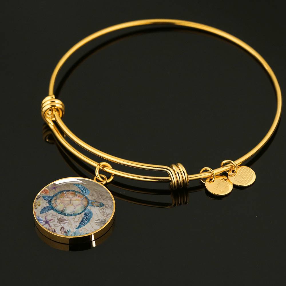 Sea Turtle Island Bangle Bracelet