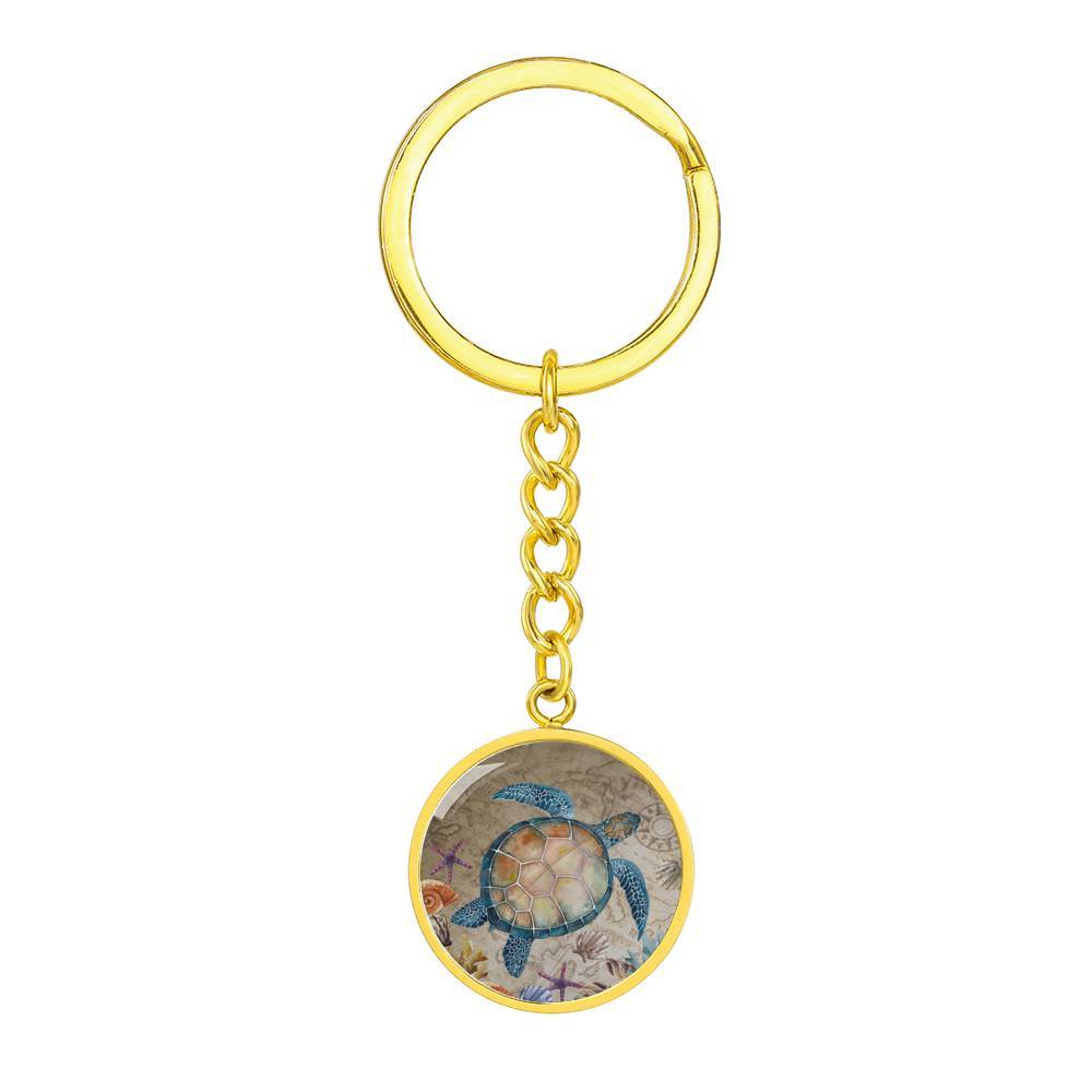 Sea Turtle Island Beachy Keychain