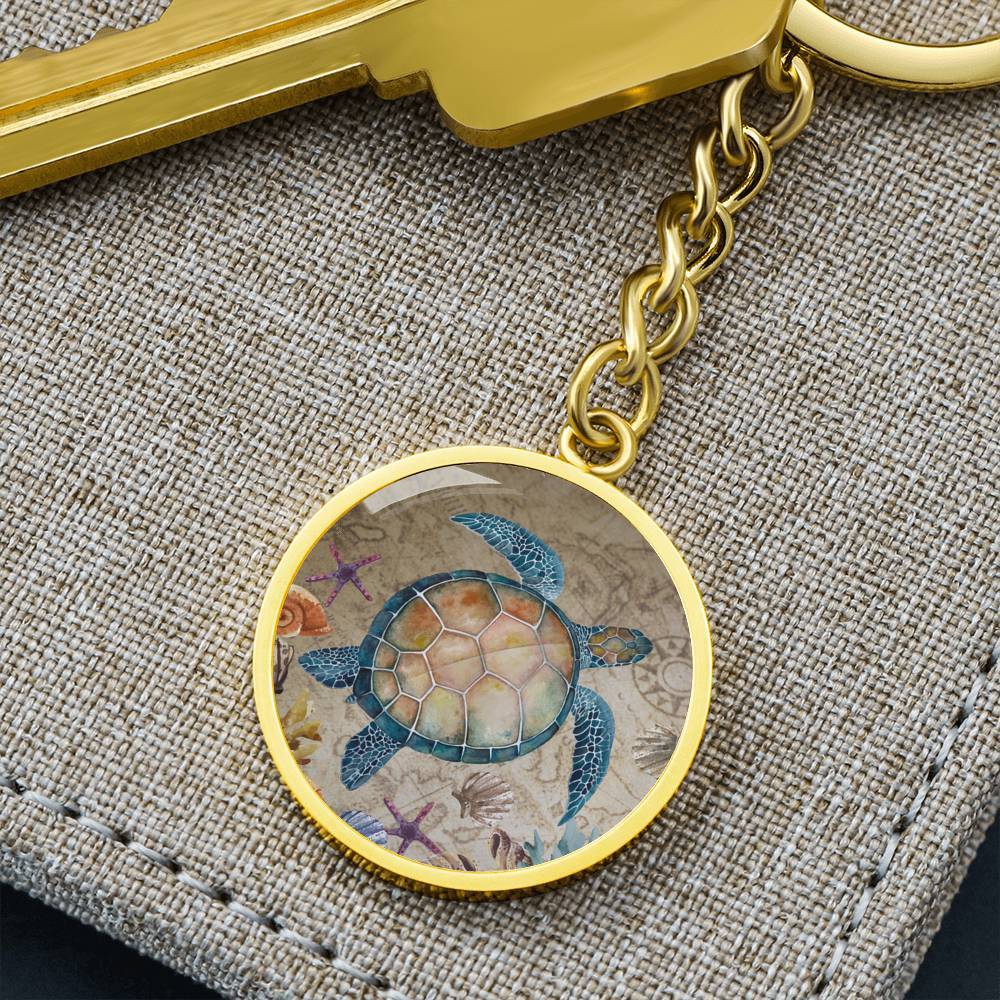 Sea Turtle Island Beachy Keychain