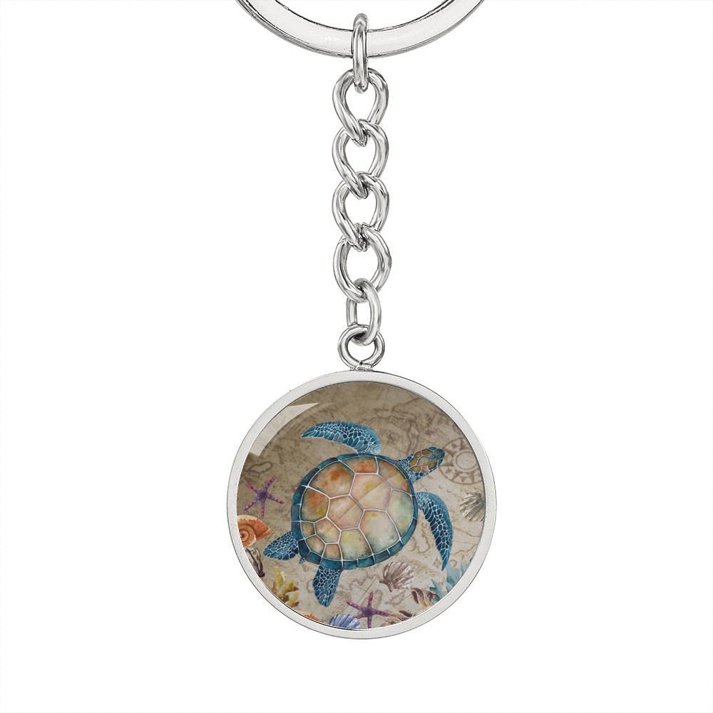 Sea Turtle Island Beachy Keychain