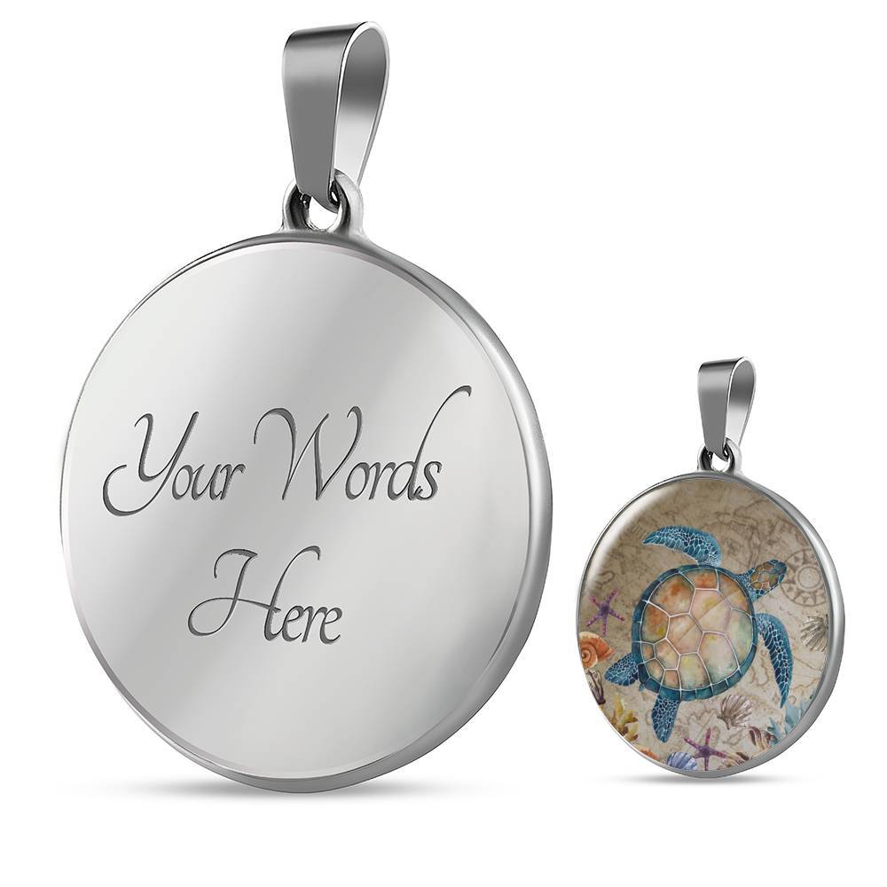 Sea Turtle Island Pendant Necklace