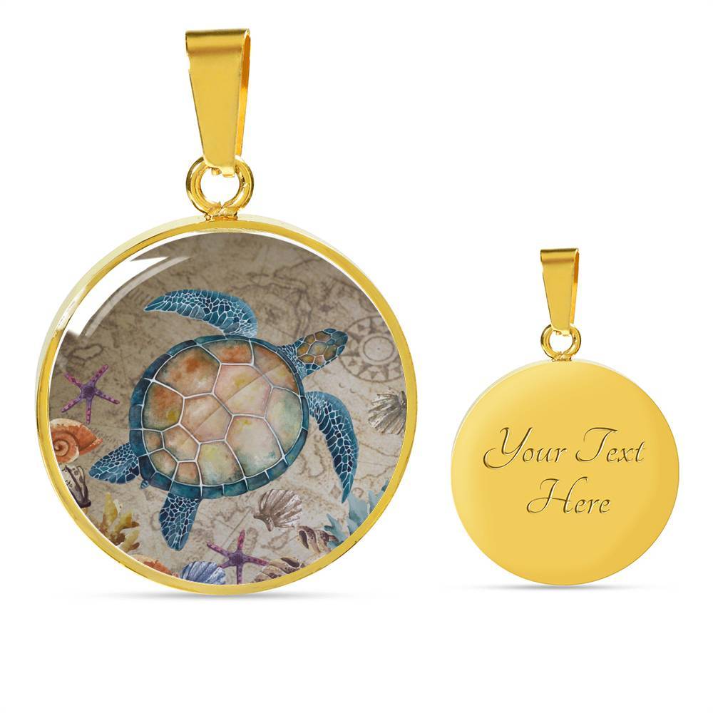 Sea Turtle Island Pendant Necklace