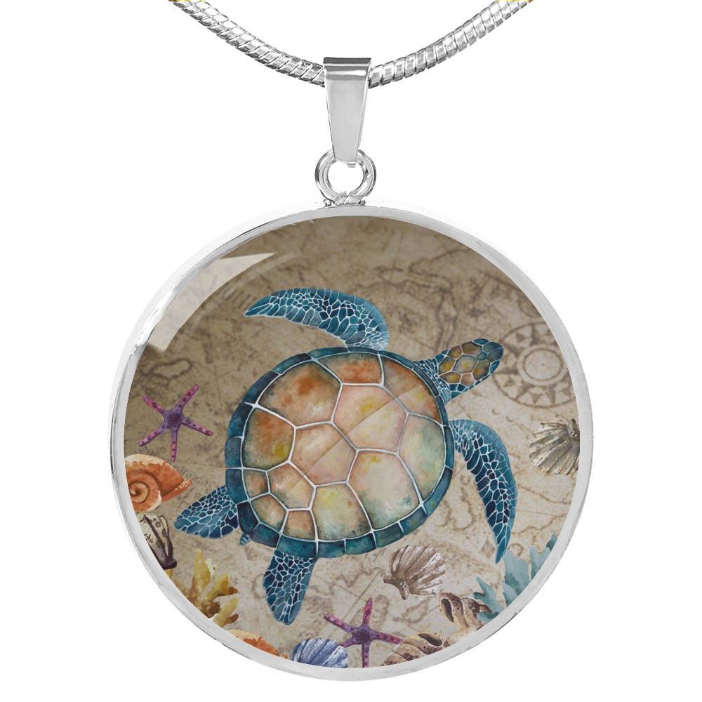 Sea Turtle Island Pendant Necklace