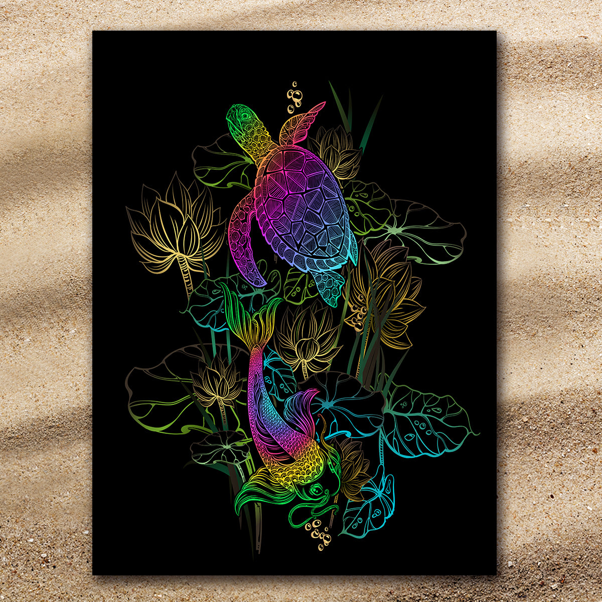 Sea Turtle &amp; Koi Extra Large Towel