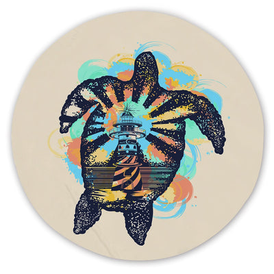 Sea Turtle Lighthouse Round Sand-Free Towel