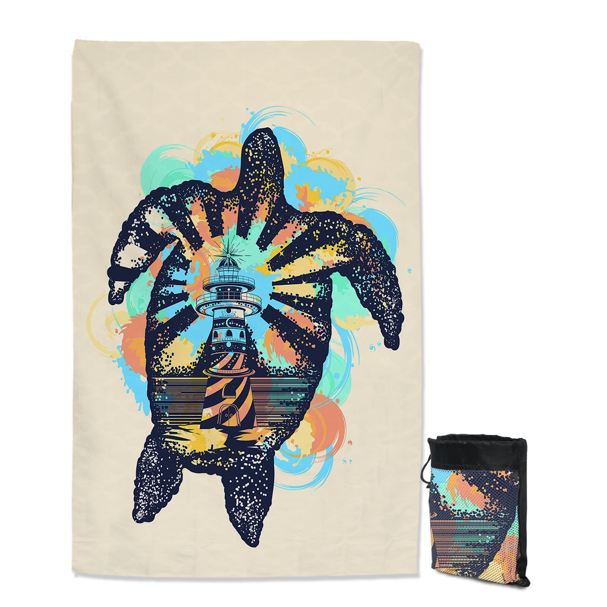 Sea Turtle Lighthouse Sand Free Towel