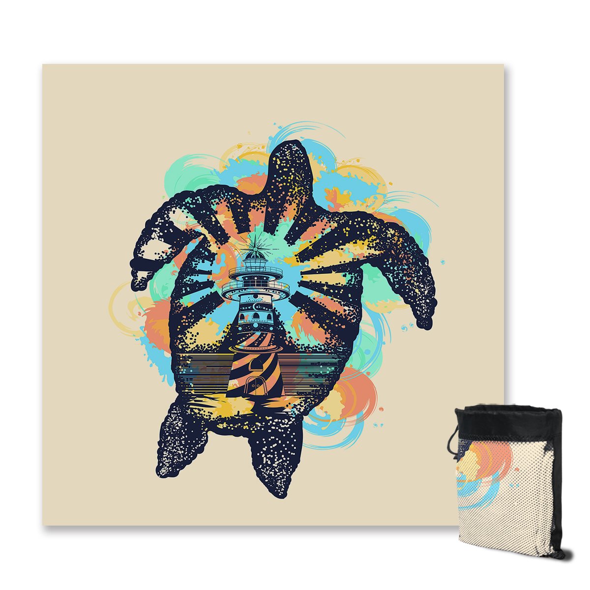 Sea Turtle Lighthouse Sand Free Towel