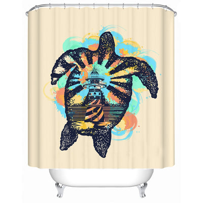 Sea Turtle Lighthouse Shower Curtain