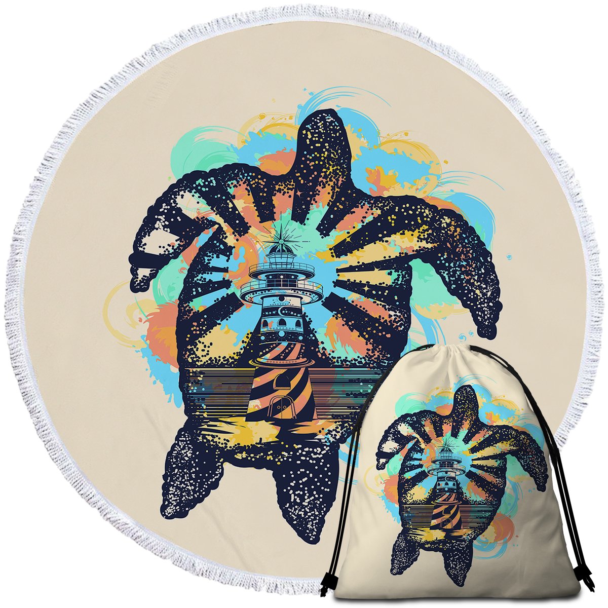 Sea Turtle Lighthouse Towel + Backpack