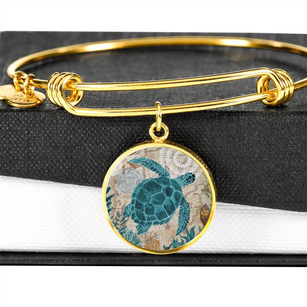 Sea Turtle Love Bangle Bracelet