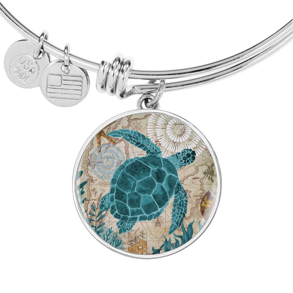 Sea Turtle Love Bangle Bracelet