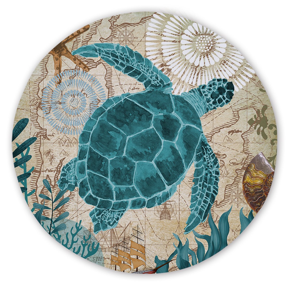 Sea Turtle Love Round Sand-Free Towel