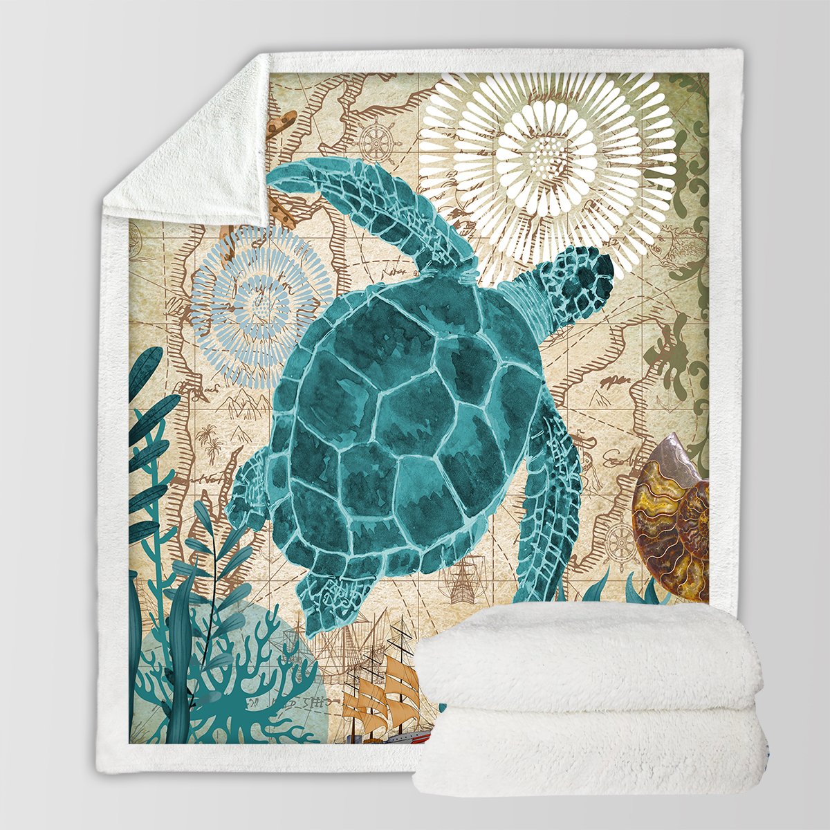 Sea Turtle Love Soft Sherpa Blanket