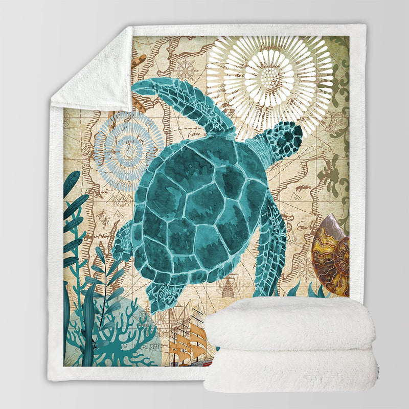 Sea Turtle Love Soft Sherpa Blanket