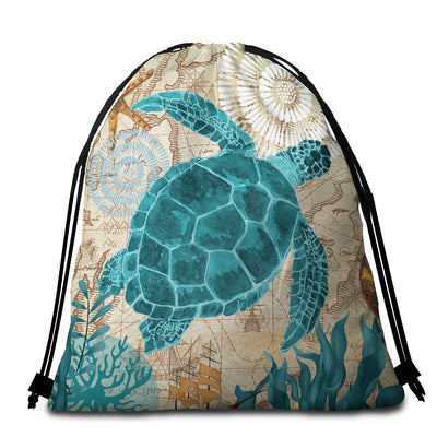 Sea Turtle Love Towel + Backpack