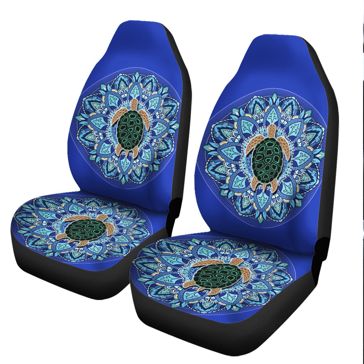 Blue Mandala Turtle Car Seat Cover