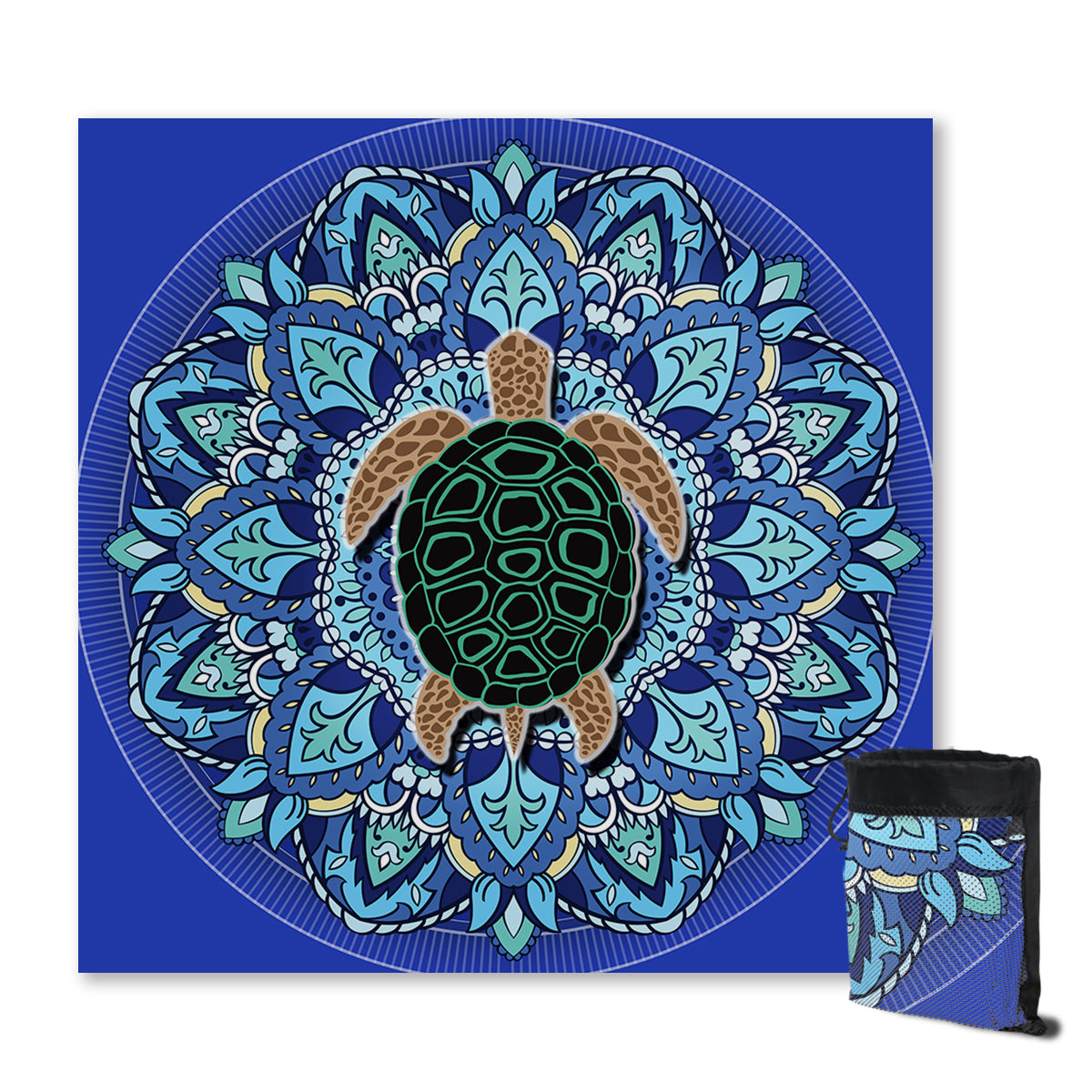 Blue Mandala Turtle Sand Free Towel