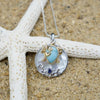 Sea Turtle Pendant Necklace with Larimar, Lapis Lazuli and Mother of Pearl