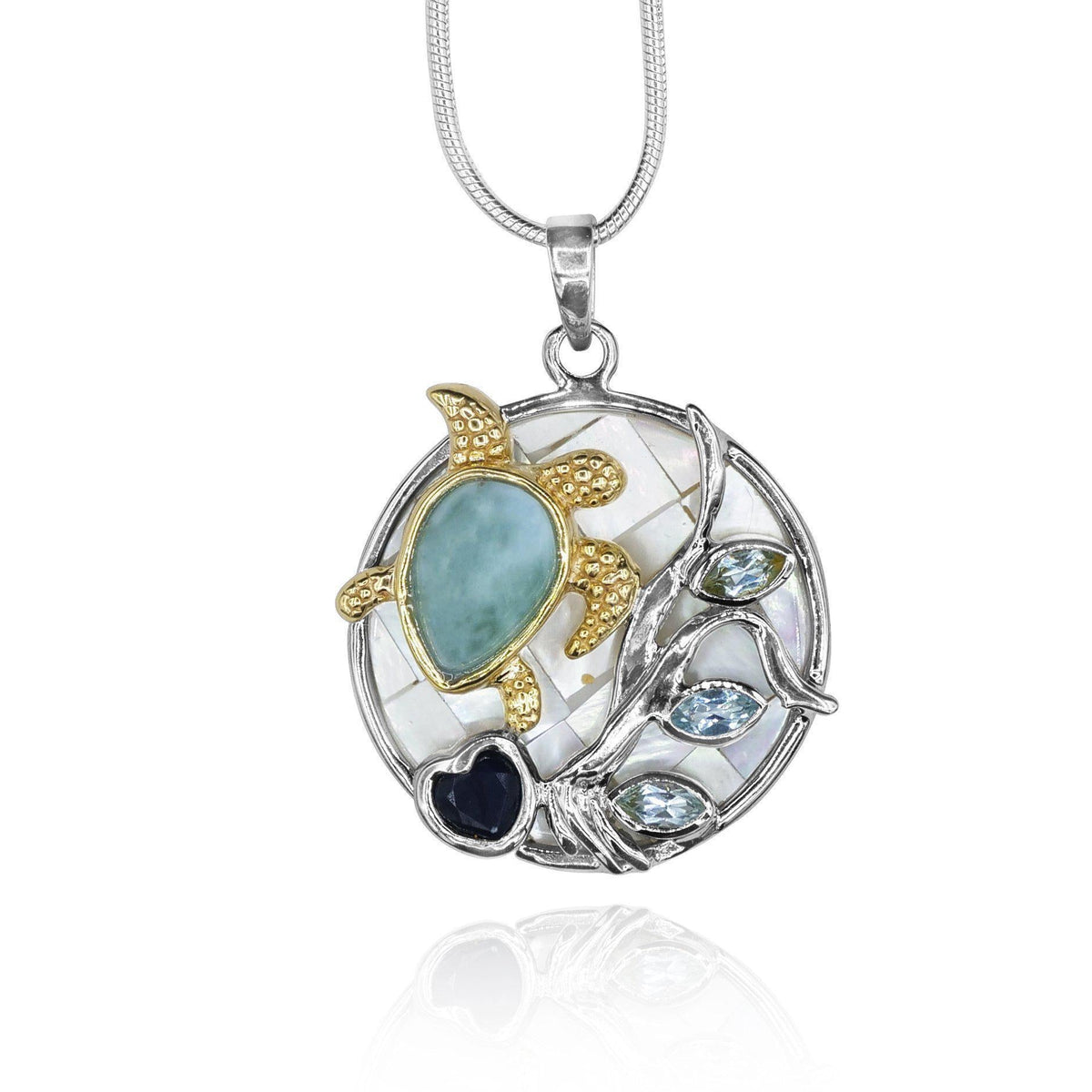 Sea Turtle Necklace with Larimar - Miami