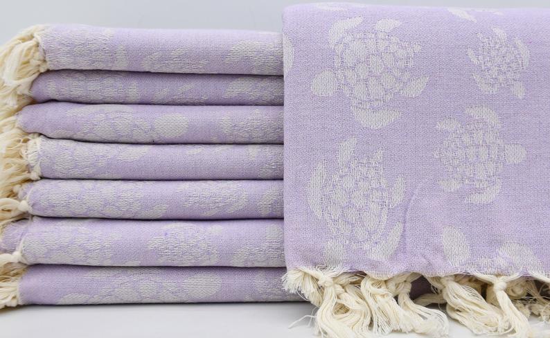 Sea Turtle Purple 100% Cotton Towel