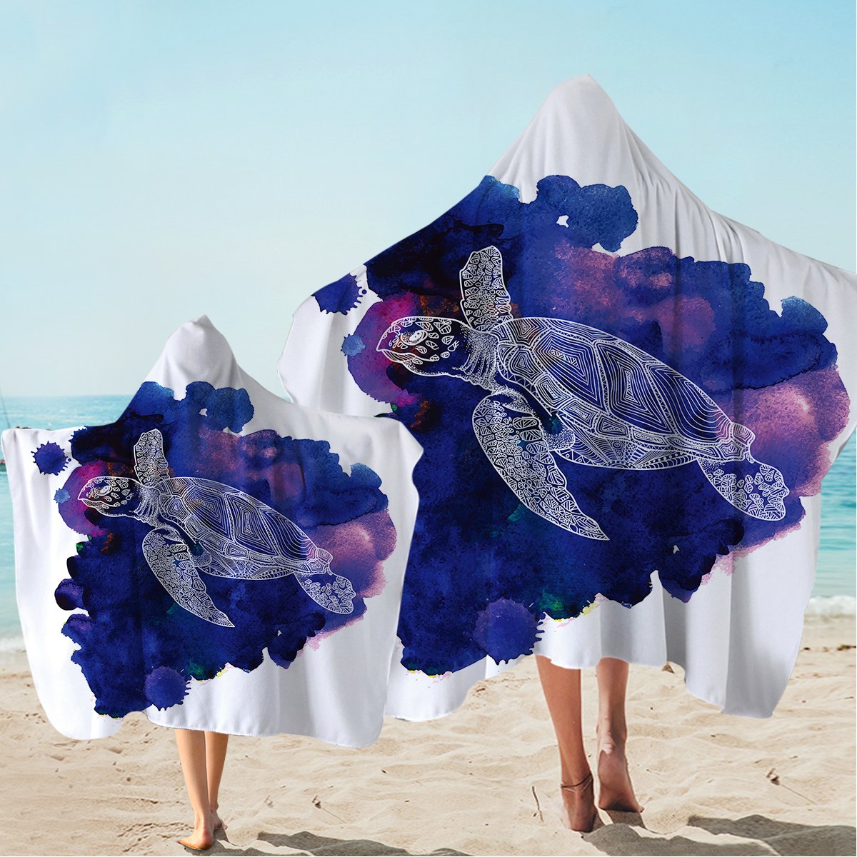 Sea Turtle Purple Hooded Towel