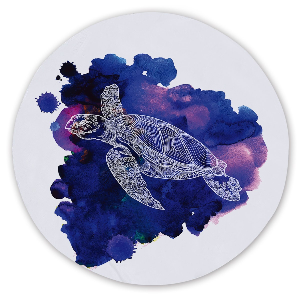 Sea Turtle Purple Round Sand-Free Towel
