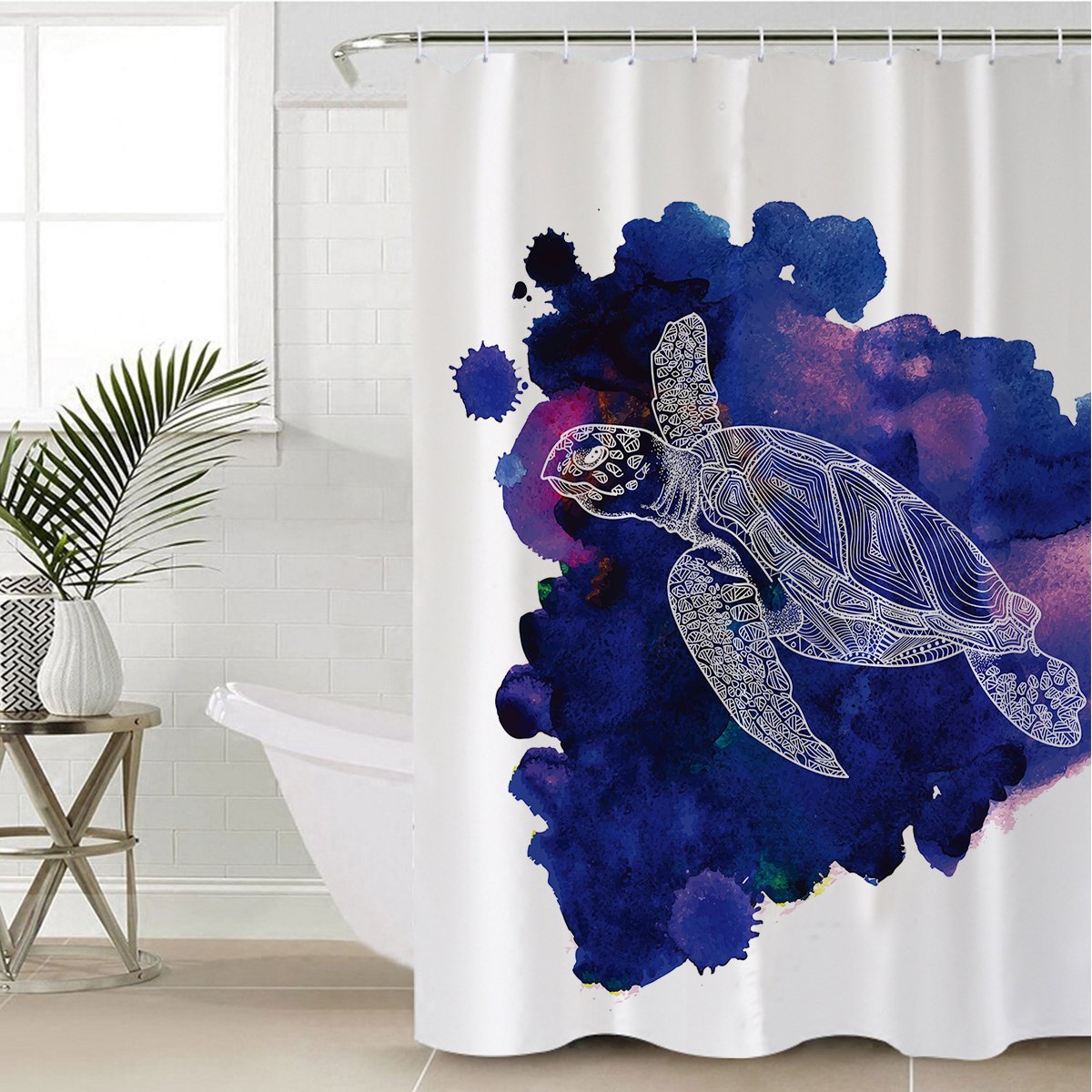 Sea Turtle Shower Curtain - Sea Turtle Purple by Coastal Passion