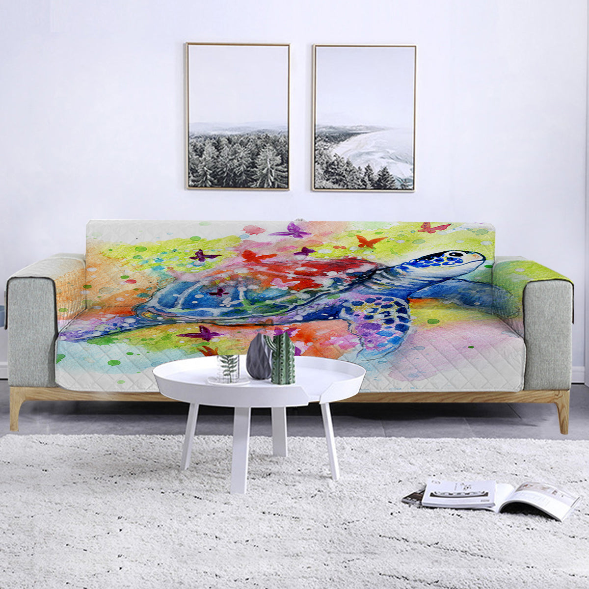 Sea Turtle Splash Sofa Cover