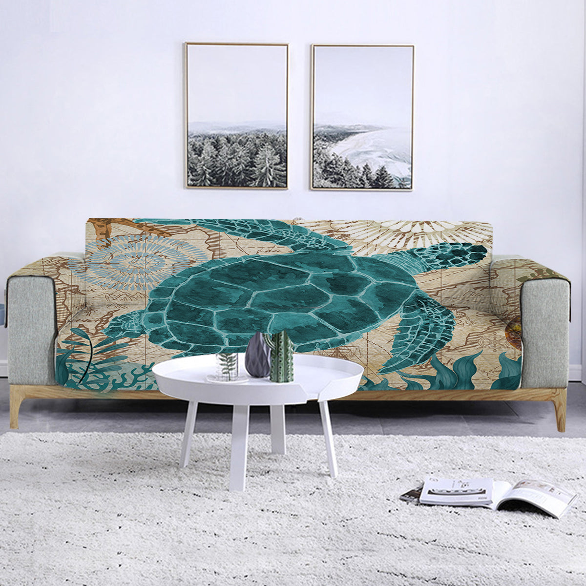 Sea Turtle Love Sofa Cover