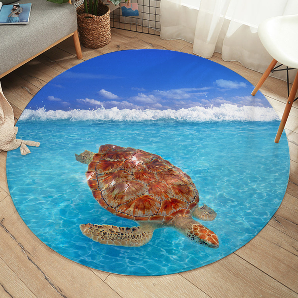Sea Turtle Round Area Rug