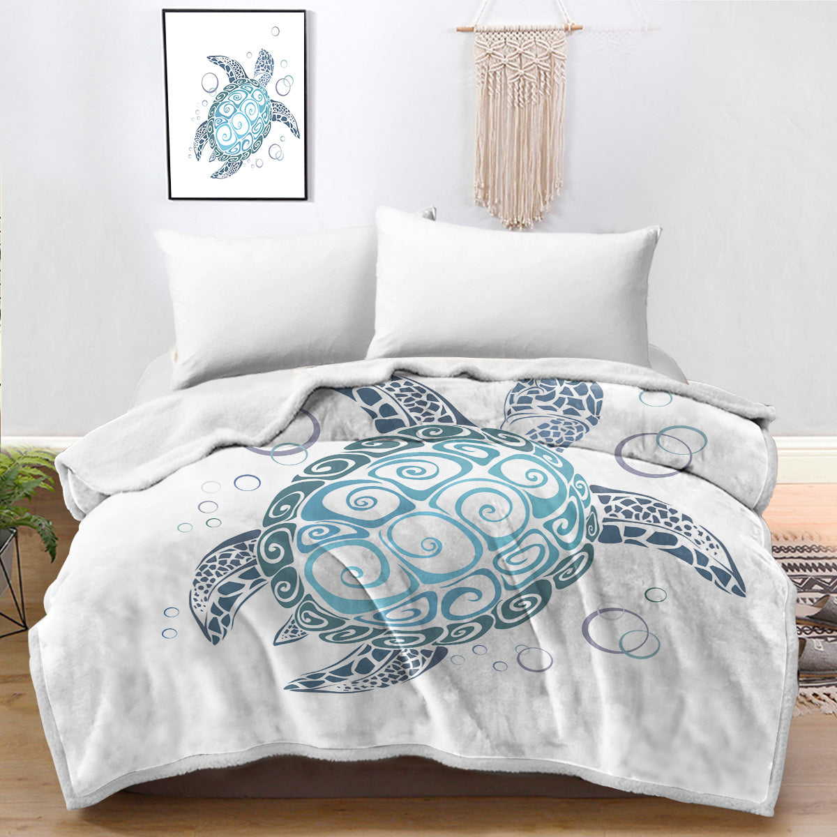 White Turtle Twist Bedspread Blanket