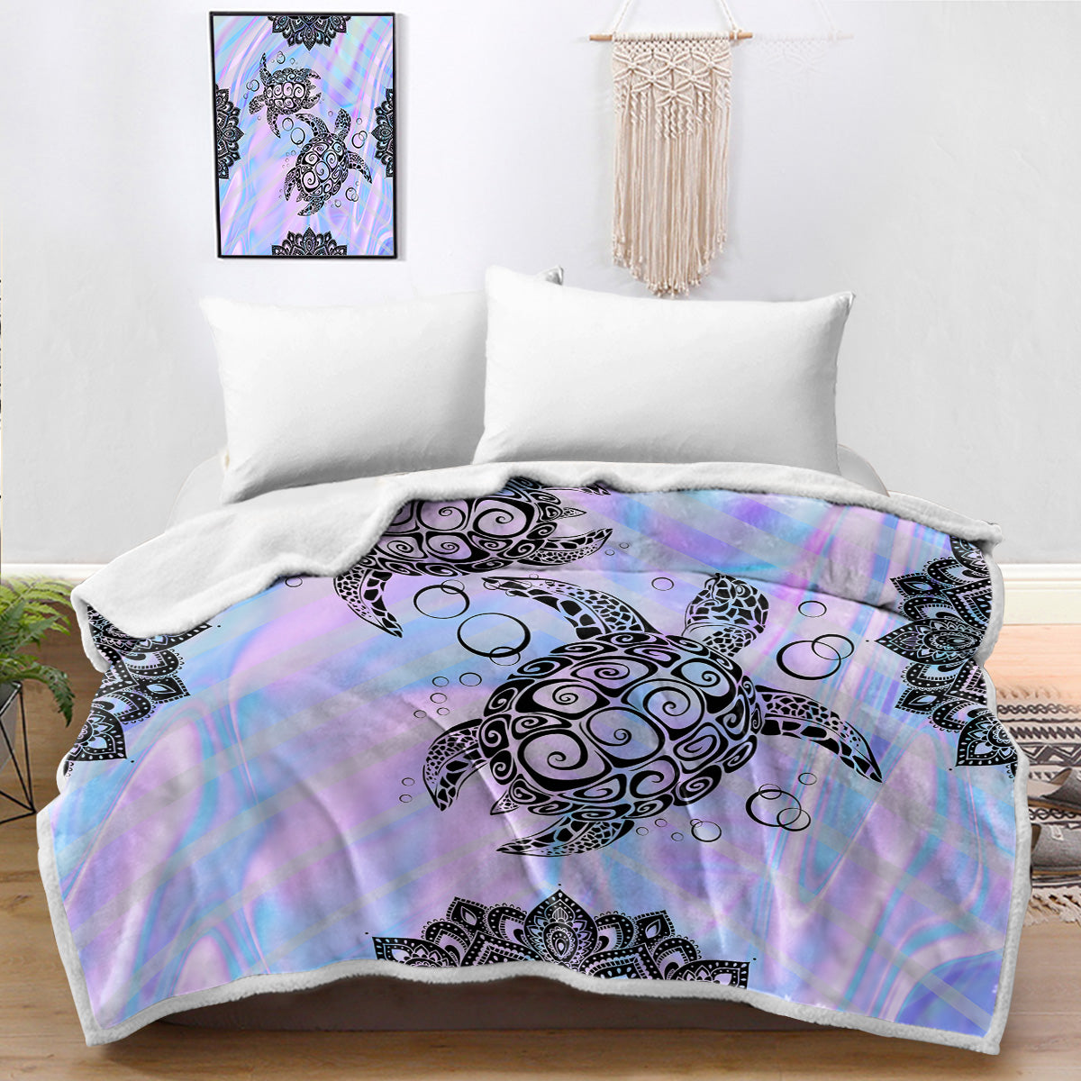 Rainbow Turtle Twist Bedspread Blanket
