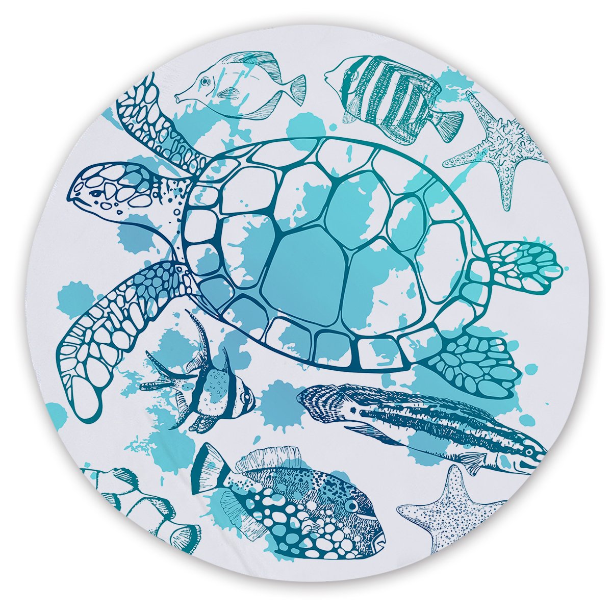 Sea Turtle Society Round Sand-Free Towel