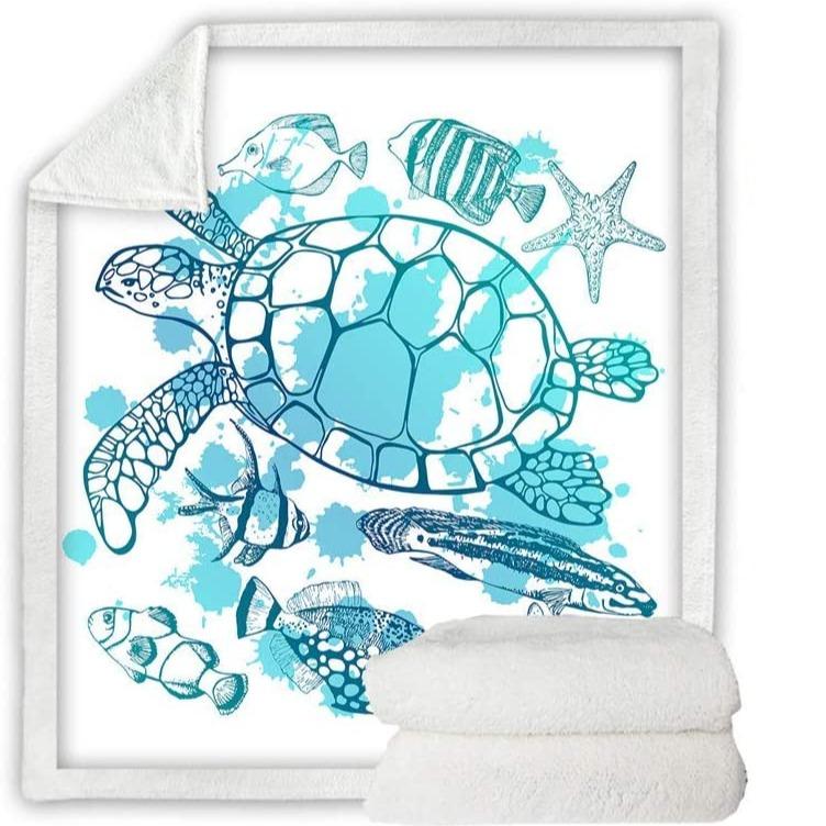 Sea Turtle Society Soft Sherpa Blanket