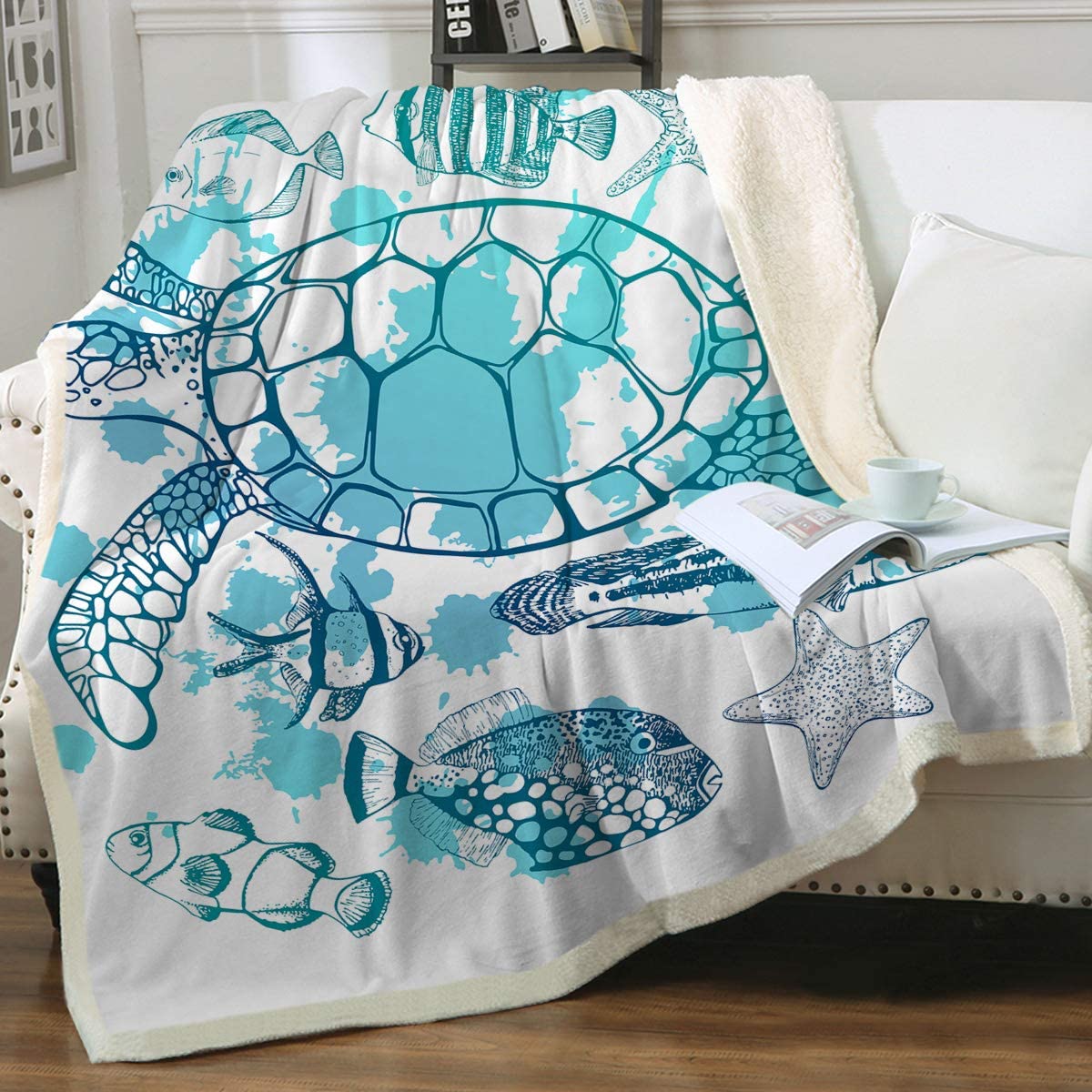 Sea Turtle Society Soft Sherpa Blanket