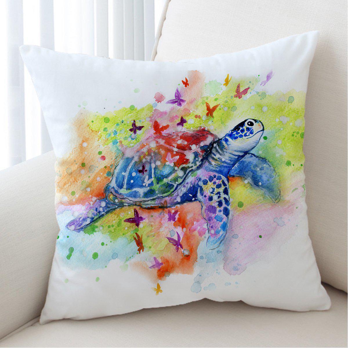 Sea Turtle Splash Pillow Cover