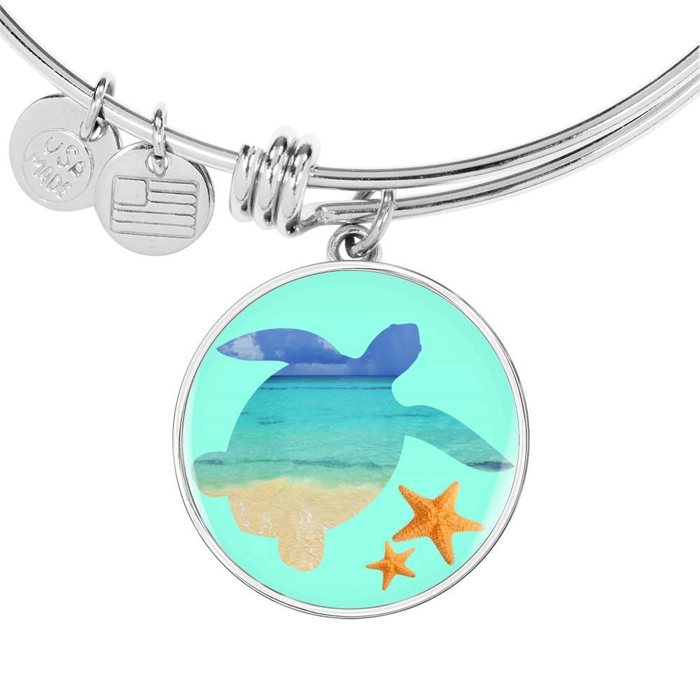 Sea Turtle Starfish Bangle Bracelet