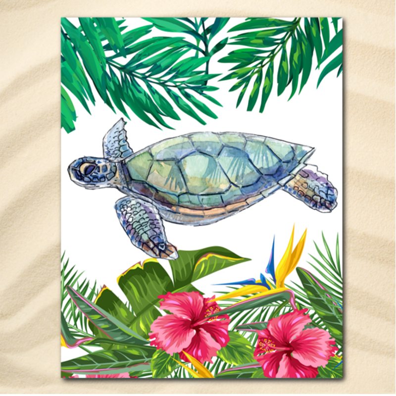 Watercolor Sea Turtle - Cotton Tea Towel – American Life Brands