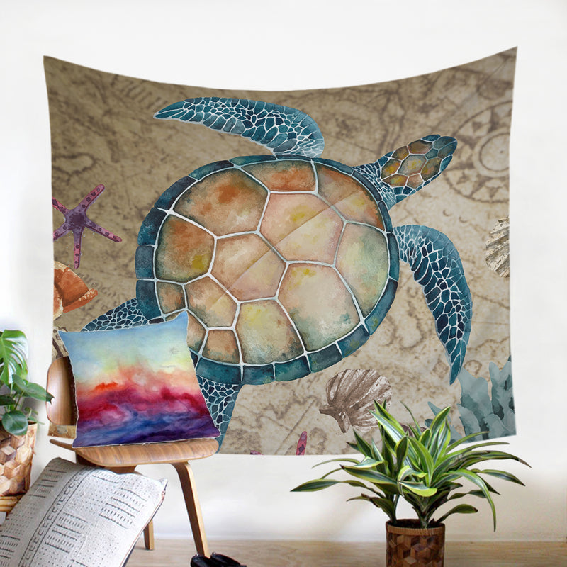 Sea Turtle Island Tapestry