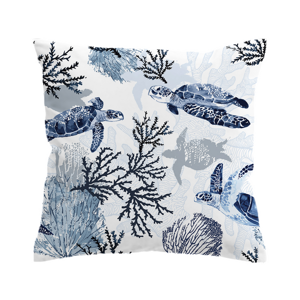 Happiest Sea Turtle Home Decor Handmade Throw Pillow Cover 16 X 16 -  Hibiscus Jazz