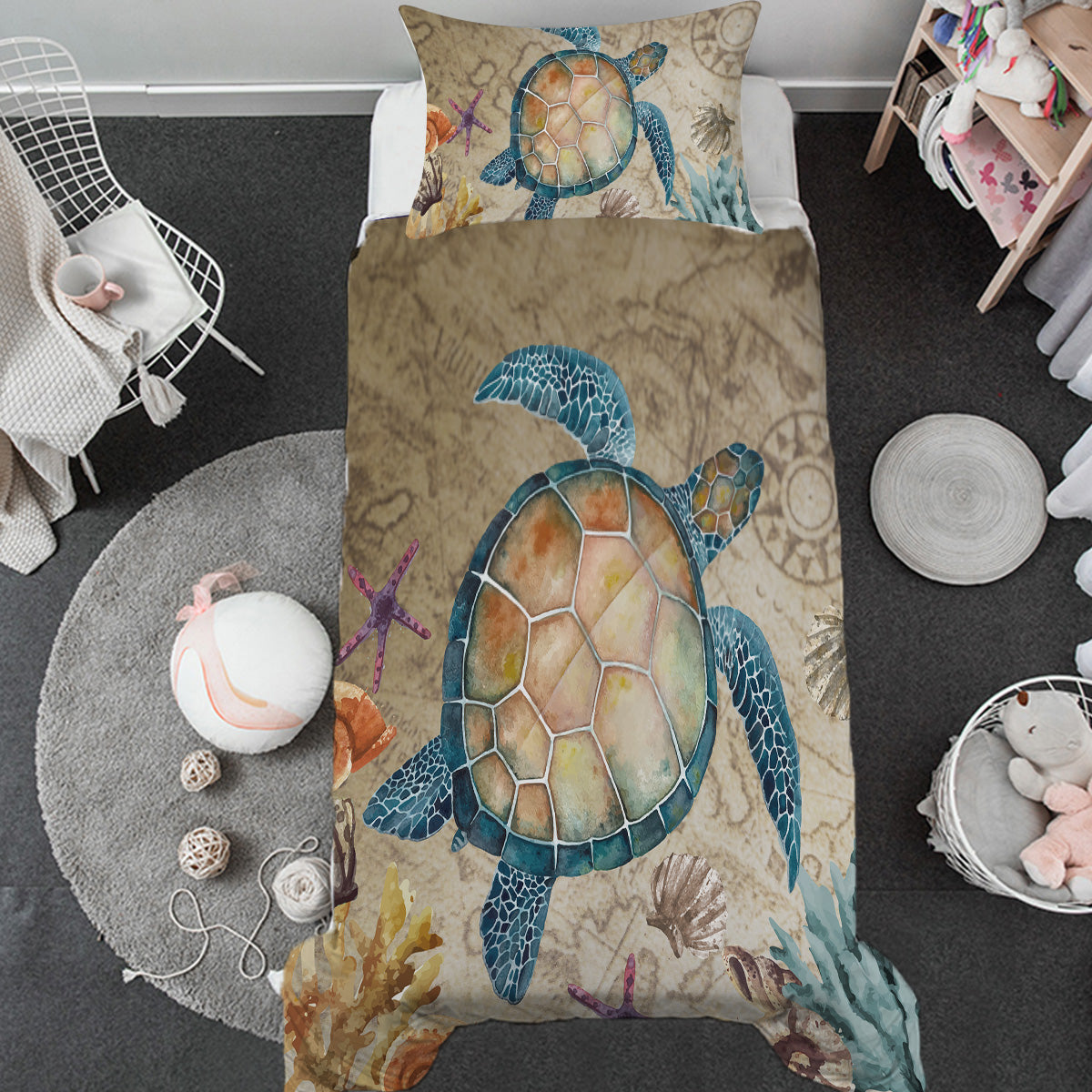 Sea Turtle Island Toddler Bed Set